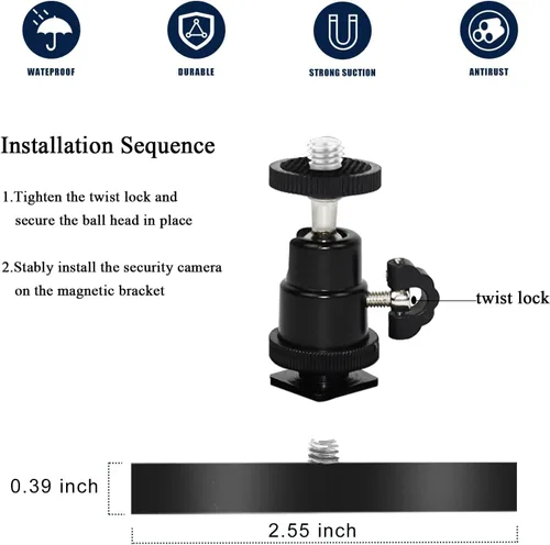 Vista 7 de Paquete de 2 soportes magnéticos para cámara compatibles con batería Ring Stick Up Cam (2ª, 3ª), Ring Outdoor Cam Plus, soporte magnético de pared