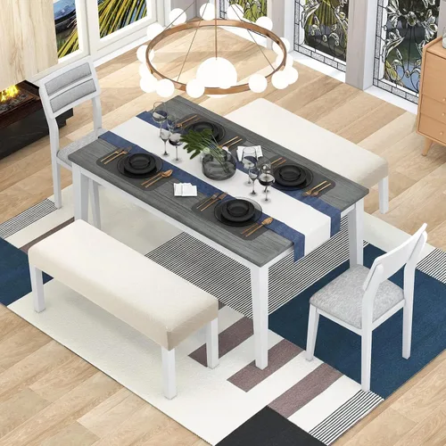 Vista 8 de YISUN Fundas de banco de jacquard para comedor, funda elástica lavable y extraíble para banco, protector de asiento rectangular para bancos de Beige