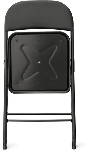 Vista 6 de Amazon Basics Cómodas sillas plegables de acero metálico acolchadas con vinilo, color negro, paquete de 4