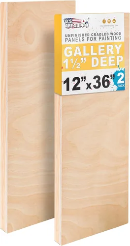 Vista 13 de U.S. Art Supply Paneles de madera acunados sin terminar de 4 x 12 pulgadas para pintar, galería de 1-1/2 pulgadas de profundidad