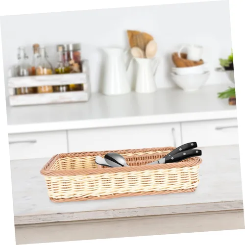 Vista 3 de Zerodeko Seagrass - Accesorios de escritorio, cesta, tenedores, cuchillos, cucharas, servilletas, cesta tejida para organizar la cocina