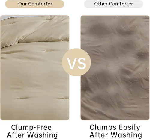 Vista 2 de satisomnia Edredón Beige de 2 Piezas de Tamaño Individual, Juego de Edredón Ligero Alternativo de Plumón de Tamaño Individual