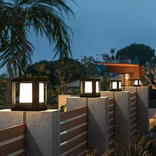 Vista 3 de Luces de poste para exteriores, se adapta a 5.91 x 5.91 x 6.34 pulgadas, valla de madera para patio, jardín, farol LED impermeable de 13 W, 3000 K