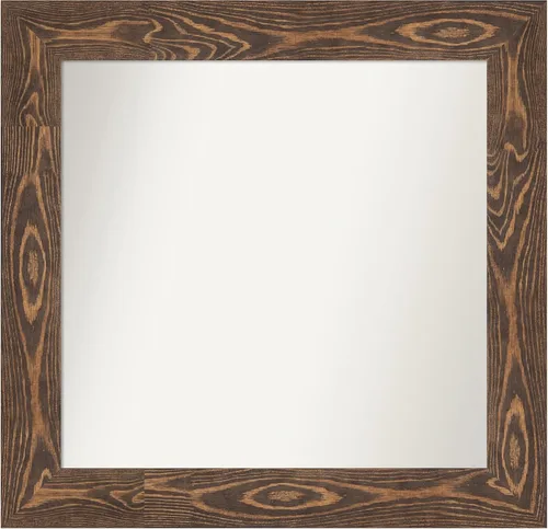 Vista 17 de Amanti Art Espejo de baño marrón para sobre fregadero, 26 x 26 pulgadas, espejo de tocador cuadrado marrón rústico Alexandria, marco de madera