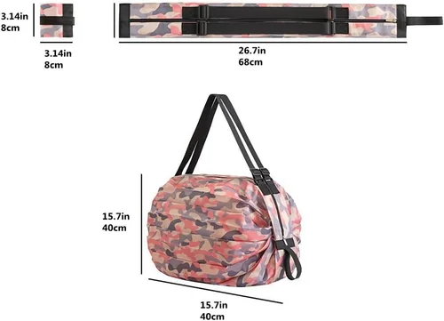 Vista 4 de 2 bolsas de comestibles reutilizables con asas, plegables y lavables, bolsas de compras impermeables de gran capacidad