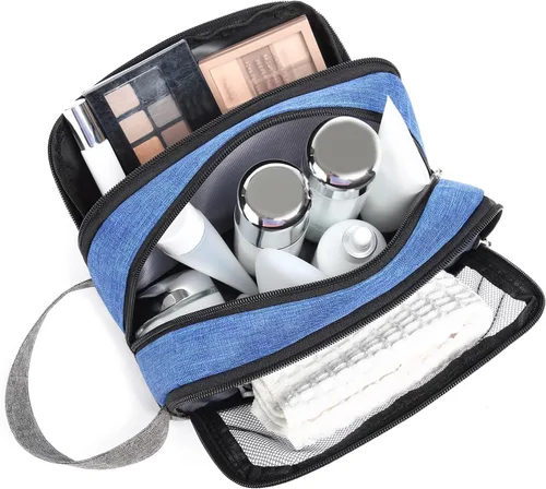 Vista 2 de Yeiotsy Neceser de viaje para hombre – Color Clash Dopp Kit con bolsillos de malla, organizador de afeitado duradero para gimnasio, camping y viajes