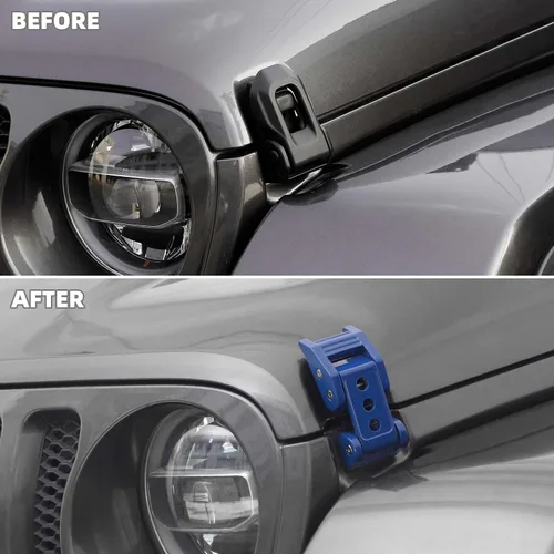 Vista 2 de Juego de pestillo de capó de acero inoxidable Compatible con Jeep Wrangler JK JKU 2007-2018/para Jeep Wrangler JL JLU 2018-2025 y Jeep Gladiator JT
