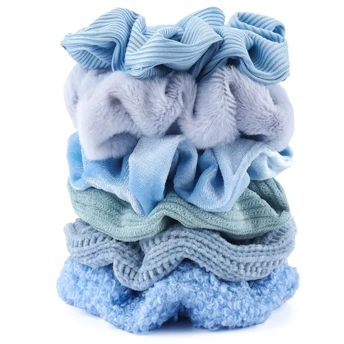 Vista 41 de Coleteros mate para el cabello, 6 piezas de coleteros de terciopelo para cabello grueso, ultra texturizados, suaves y mullidos, bandas