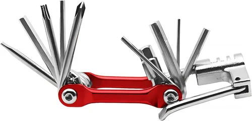 Vista 6 de Kit de reparación de bicicleta portátil - Juego de herramientas de bicicleta con multiherramienta, mini bomba de 120 PSI, palancas de neumáticos