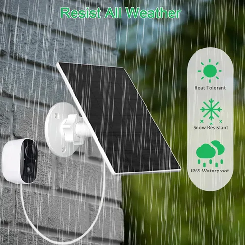 Vista 5 de FUTUREZEN Panel solar de 2 W para cámaras de seguridad, cargador solar de 5 V para cámaras de batería recargable con puertos micro USB y USB-C