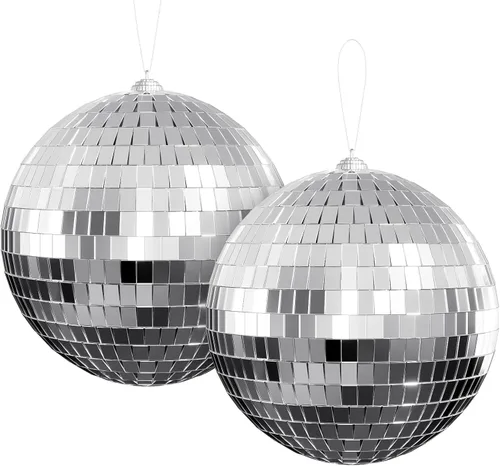 Vista 9 de 54 mini bolas de discoteca plateadas, adornos de bola de disco colgantes para decoración de bolas de discoteca, mini bolas de discoteca