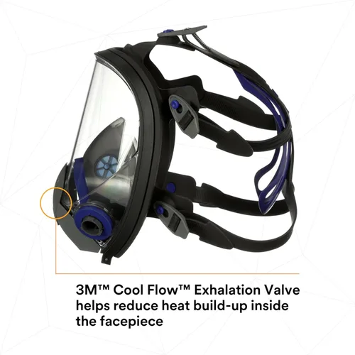 Vista 10 de Respirador reutilizable 3M Ultimate FX serie FF con máscara completa, protección respiratoria, S, Negro/Azul, 1