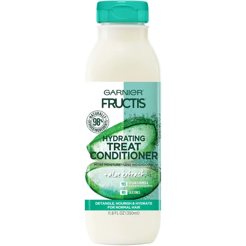 Garnier Fructis - Acondicionador hidratante para tratamiento, 98 % de ingredientes derivados naturalmente, aloe, hidrata para cabello normal, 11.8