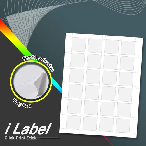 Vista 3 de 24UP 1.5" x 1.5" Square Labels for Laser & Inkjet Printers[100 Sheets,2400 Labels]