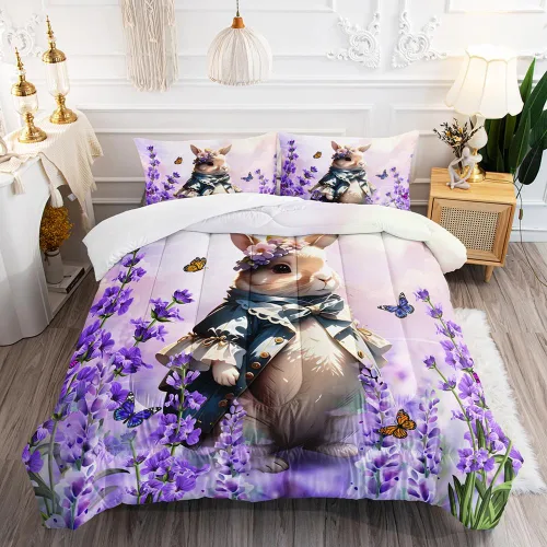 Vista 14 de Juego de edredón de dinosaurio de dibujos animados y arco iris, juego de ropa de cama de 3 piezas de dinosaurio Kawaii para todas las estaciones