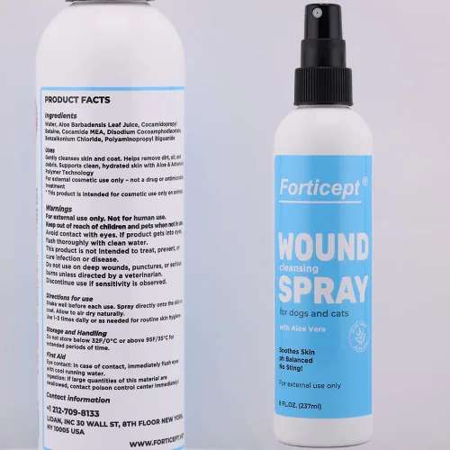 Vista 6 de Forticept Kit de Cuidado de Puntos Calientes y Heridas, Spray de Alivio de Picazón para Perros y Gatos 8 oz + Hidrogel para Promover la Curación