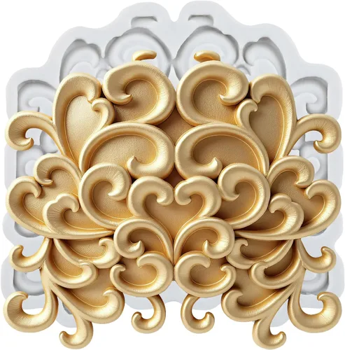 Vista 31 de Moldes de silicona estilo barroco con espirales, moldes de encaje, moldes de flores en relieve, molde de filigrana para decoración de pastel