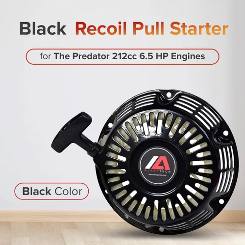 Vista 6 de AlveyTech Arrancador de retroceso negro para motores The Predator de 212cc 6.5 HP, Manco, Scooter, cortacésped, generador Briggs & Stratton, motor