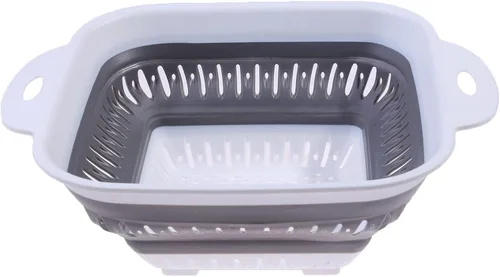 Sevenfly 1 colador plegable, colador plegable, colador de cocina que ahorra espacio, colador plegable de silicona de grado alimenticio con asa, gris