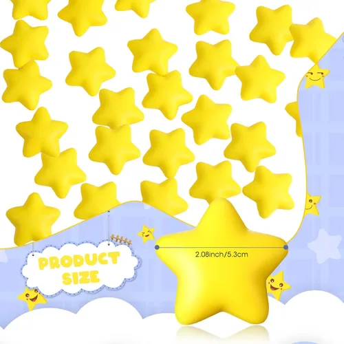 Vista 2 de Lenwen 100 bolas de estrés con forma de estrella a granel de 2 pulgadas de espuma mini estrella para aliviar el estrés para adolescentes y adultos