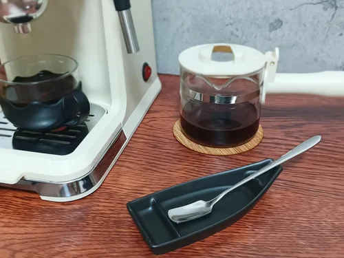 Vista 2 de Cuchara agitadora de café y reposo para accesorios de cafetería, soporte para cuchara pequeña para estación de café, soporte para cuchara de café