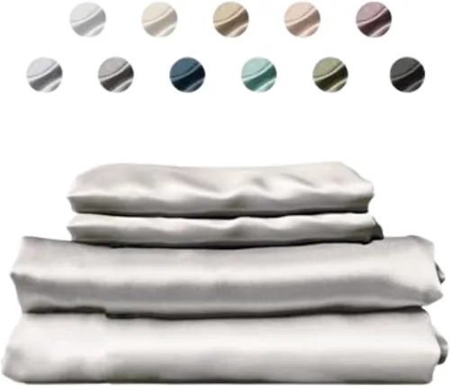 Vista 13 de Colorado Home Co SUNDAYSILKS Sábanas de seda de morera Juego de 4 piezas Queen Ropa de cama natural Suave y duradera Seda real orgánica