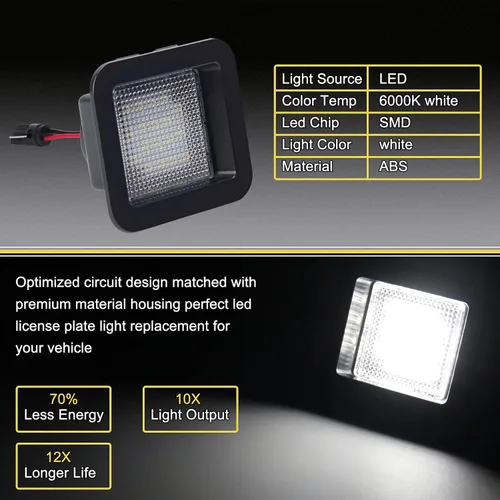 Vista 6 de F150 - Luz LED de matrícula para Ford F150, F150 Raptor 2015-2018, 6000K blanco, 36 LED, paquete de 2 luces (PZ085)