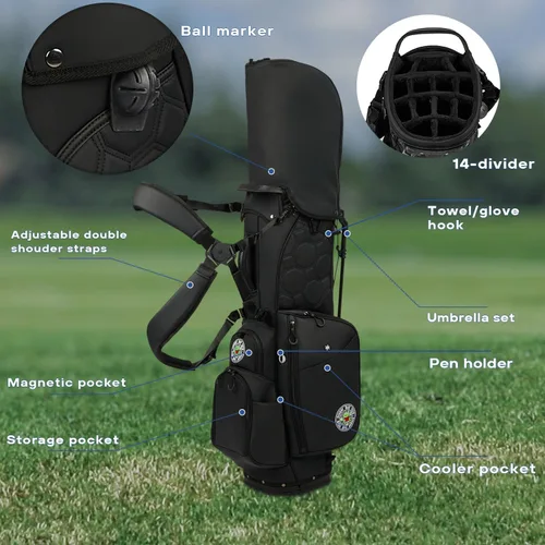 Vista 5 de Bolsa de Golf de Pie BeyBay - Bolsas de Golf Ligeras para Hombres y Mujeres, Bolsa de Golf de Pie con Capacidad para 14 Palos de Golf - Divisores