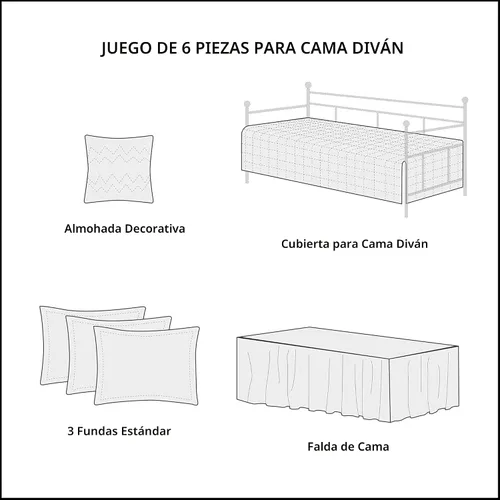 Vista 6 de Madison Park Coastal Damask - Juego de funda acolchada para sofá cama, 6