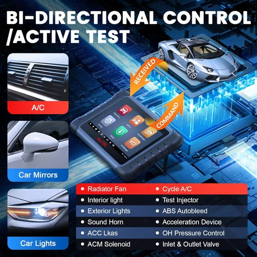 Vista 5 de Autel Scanner MaxiCOM MK808Z-BT (igual que MK808BT PRO): Herramienta de escaneo de control bidireccional basada en Android 11, actualizada