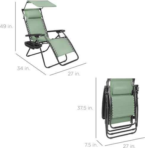 Vista 25 de Best Choice Products Silla reclinable plegable de gravedad cero para exteriores, de patio, para salón al aire libre, con toldo ajustable