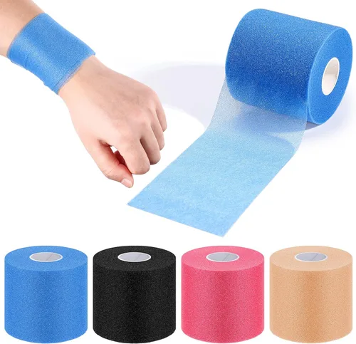 Vista 9 de Nuanchu 4 diademas deportivas preenvolventes de 120 yardas para el cabello, cinta de espuma deportiva para tobillos, muñecas, cinta de espuma Beige