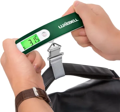 Vista 8 de Báscula digital de equipaje de regalo para maleta de viajero, báscula de peso de mano, 110 libras (verde)
