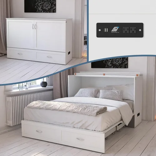 Vista 22 de AFI, Hamilton Murphy - Cómoda de cama individual XL con colchón de 6 pulgadas, cajón de almacenamiento y cargador USB integrado, color gris