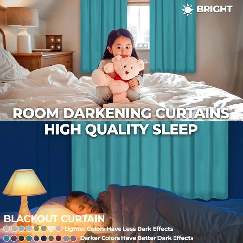 Vista 7 de BLUENILEMILLS Blackout Curtains, Room Darkening, Bedroom, Drapes, Kitchen, Living Room Window Accents, Sun Blocking, Thermal, 2 Pack, Solid Blackout