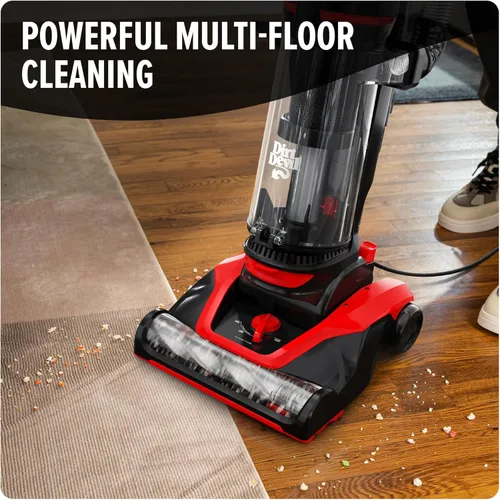 Vista 2 de Dirt Devil Aspiradora vertical multisuperficie de alcance extendido + sin bolsa para alfombras y suelos duros, aspiradoras potentes, ligeras