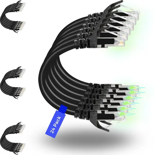 Vista 13 de Rapink Patch Cables Cat6 - Cable de conexión Ethernet Cat6 de 0.5 pies (paquete de 24), 10G, cable de conexión Cat 6 para panel de conexiones a