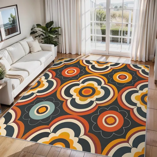 Vista 12 de 2x3 Mid Century Modern Throw Rugs for Entryway, Washable Watercolor Geometric Pattern Indoor Door Mat, Bedroom Kitchen Entrance, Non Slip Soft Thin