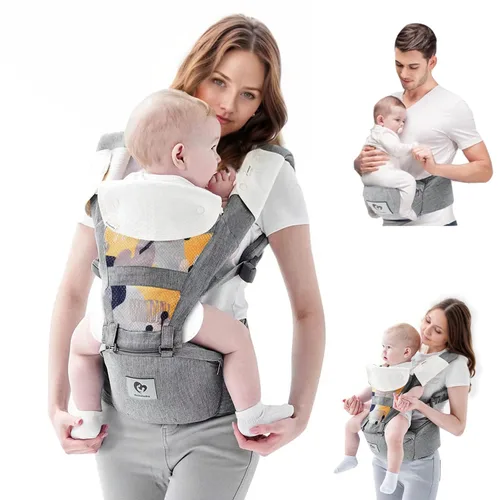 Vista 8 de Bellababy - Portabebés multifunción con asiento de cadera (posición M ergonómica) para bebés de 3 a 36 meses, formas de transportar 6 en 1, todas