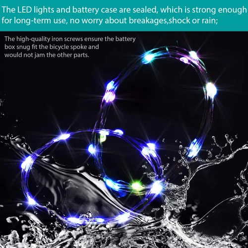 Vista 3 de Waybelive 2 Pack LED Bike Wheel Light, Remote Control Bicycle Tire LED Light, Wheelchair Light, 16 Color Change by Yourself, Waterproof, Super