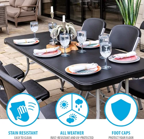 Vista 3 de Lifetime Products 280350 Mesa plegable apilable comercial, 6 pies, color negro
