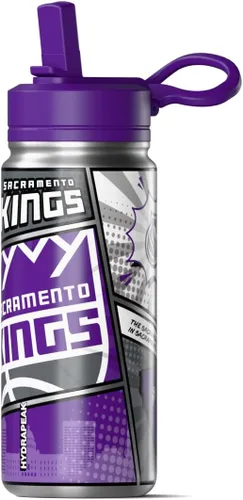 Vista 100 de Hydrapeak x NBA Los Angeles Lakers Botella de agua de 591 ml de acero inoxidable, botella deportiva con doble pared aislada con licencia