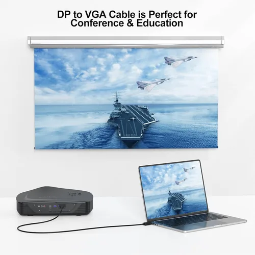 Vista 7 de Cable adaptador de puerto de pantalla a VGA de 6 pies, DisplayPort DP a VGA macho, chapado en oro, compatible con Dell, HP Lenovo, ASUS y más