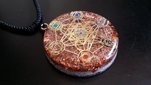 Vista 4 de Metatron's Cube Merkaba - Colgante de 7 chakras con cristales y piedras de orgón de 2.25 pulgadas