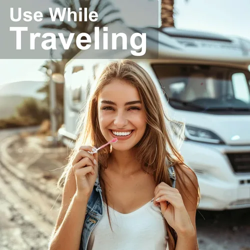 Vista 7 de Paquete de 10 cepillos de dientes desechables con pasta de dientes 5 en 1, mini cepillo de dientes de viaje con raspador de lengua + hilo dental +