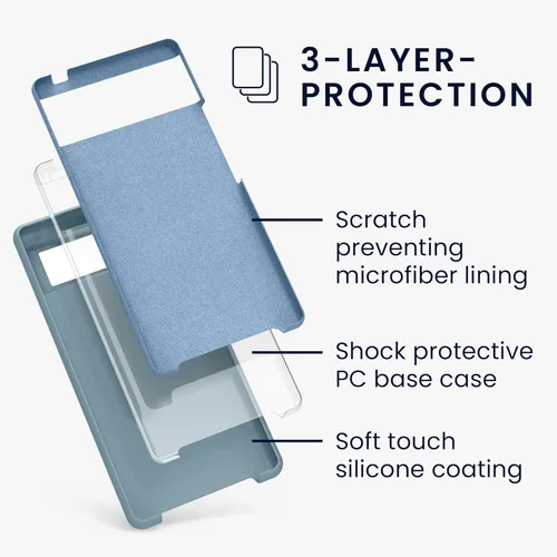 Vista 295 de kwmobile Funda Compatible con Google Pixel 6 Pro - Funda de teléfono de silicona TPU con acabado suave - Azul Arrecife