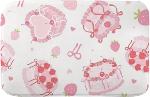 Alfombra de noche rosa con estampado de pasteles de 18 x 30 pulgadas, tapetes de goma para piso, antimicrobianos, altamente absorbentes,