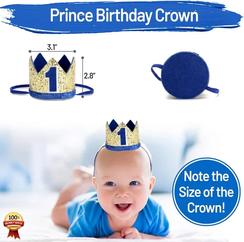 Vista 4 de Decoraciones para el primer cumpleaños con corona de cumpleaños, decoración para el primer cumpleaños del niño, suministros para fiestas con pastel.