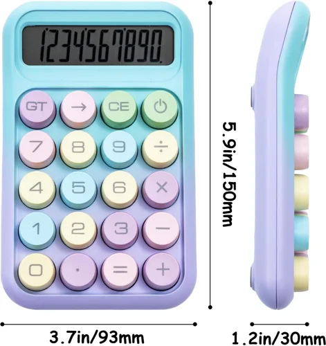 Vista 6 de M&G Calculadora de interruptor mecánico, calculadora de escritorio básica de 10 dígitos, pantalla LCD grande y botones grandes, lindas calculadoras