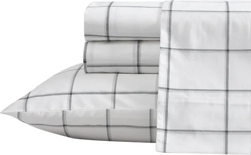 Vista 31 de Nautica - Sábanas, juego de ropa de cama de percal de algodón con funda de almohada a juego, vigorizante y fresco, bolsillo profundo